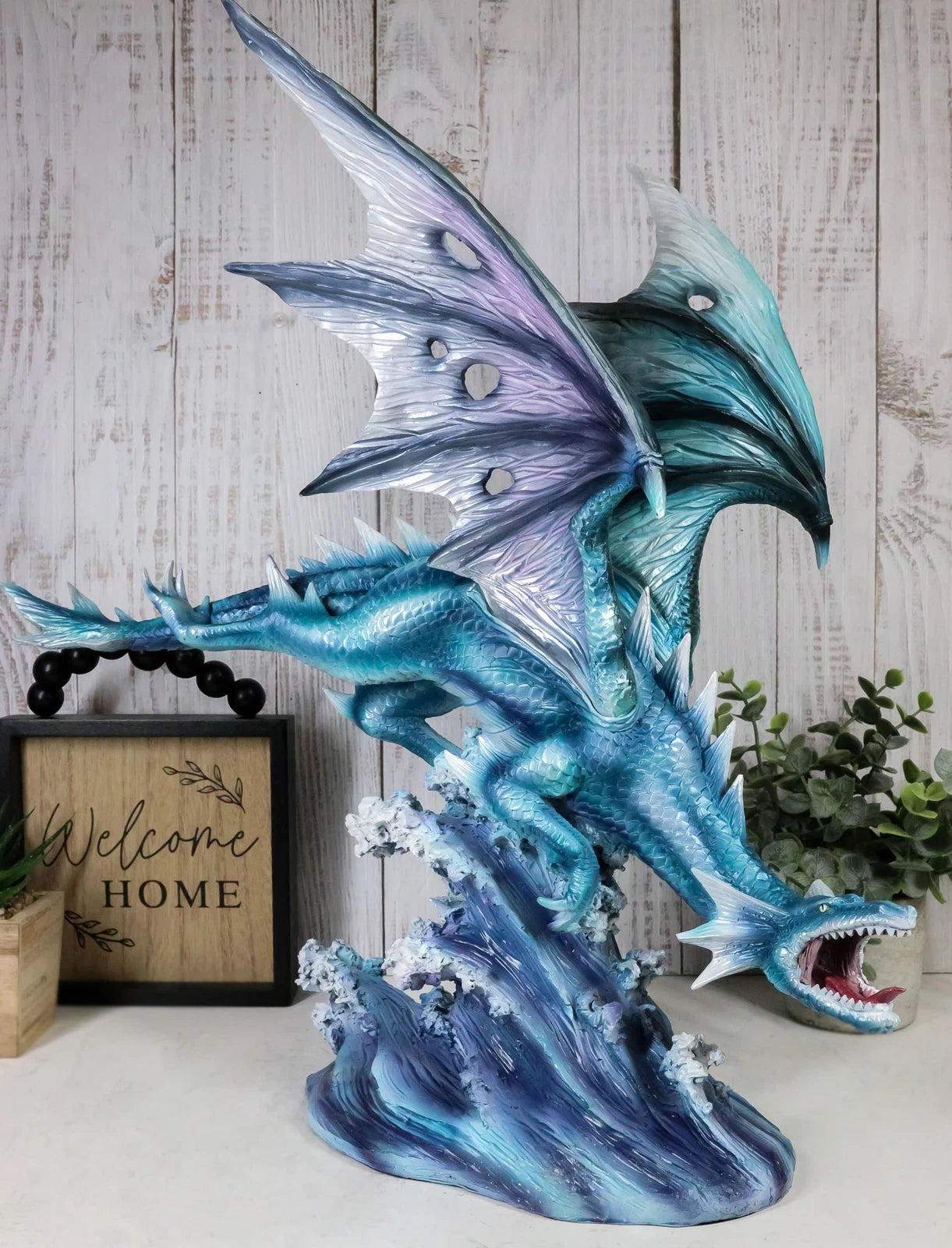 Large Flying Sea Dragon Statue 16.5"Long Mythical Fantasy Ocean Dragon Lord-1