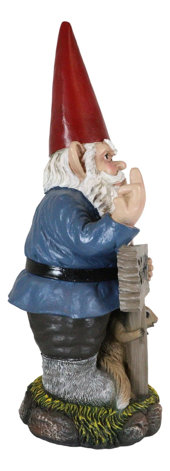 "Go Away!" Gnome Dwarf Not Welcome Statue 17.75"H Patio Outdoor Figurine-4