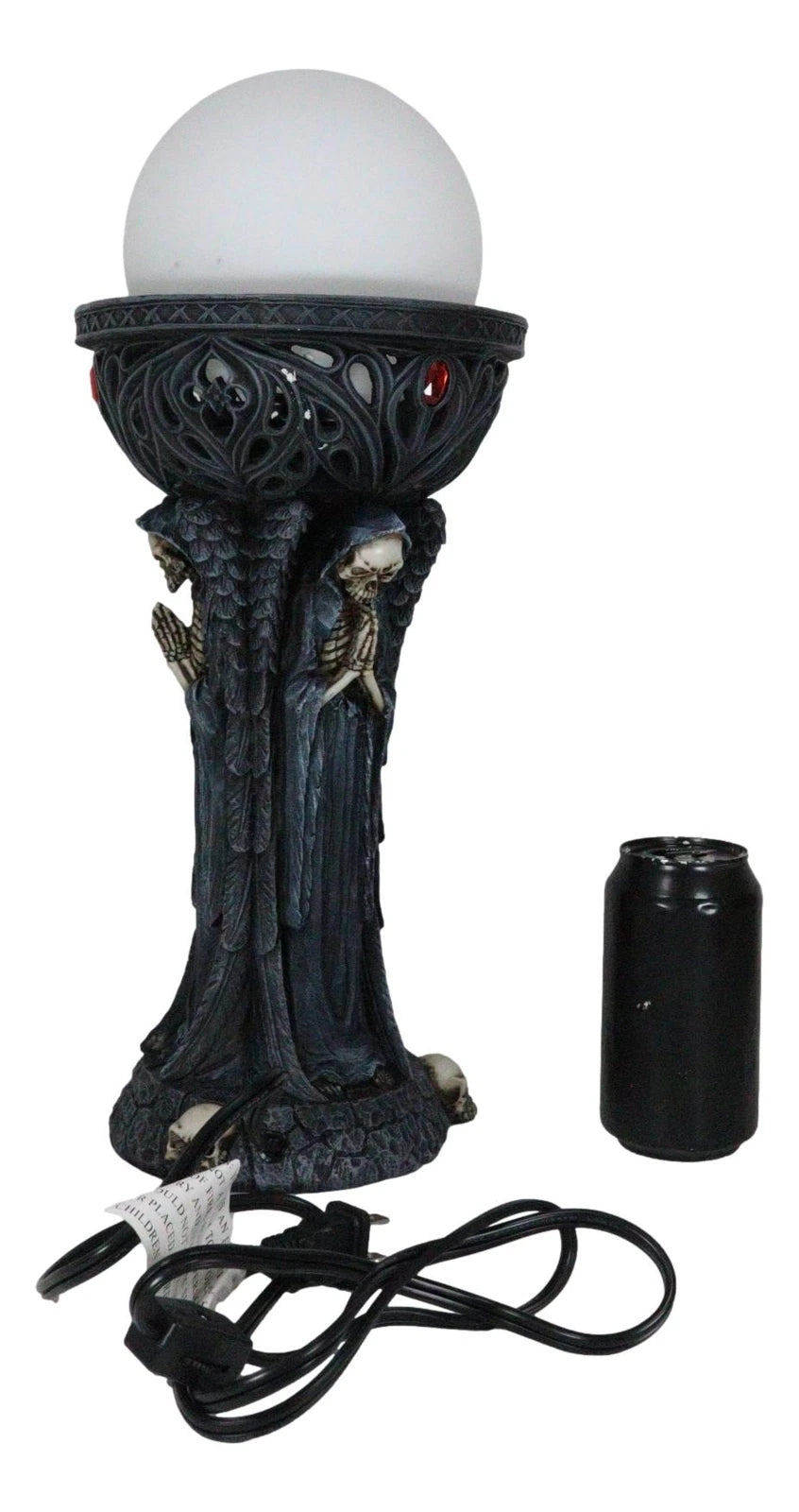 Lámpara de mesa escultural con esqueleto siniestro de la Parca, iluminación espantosa-3