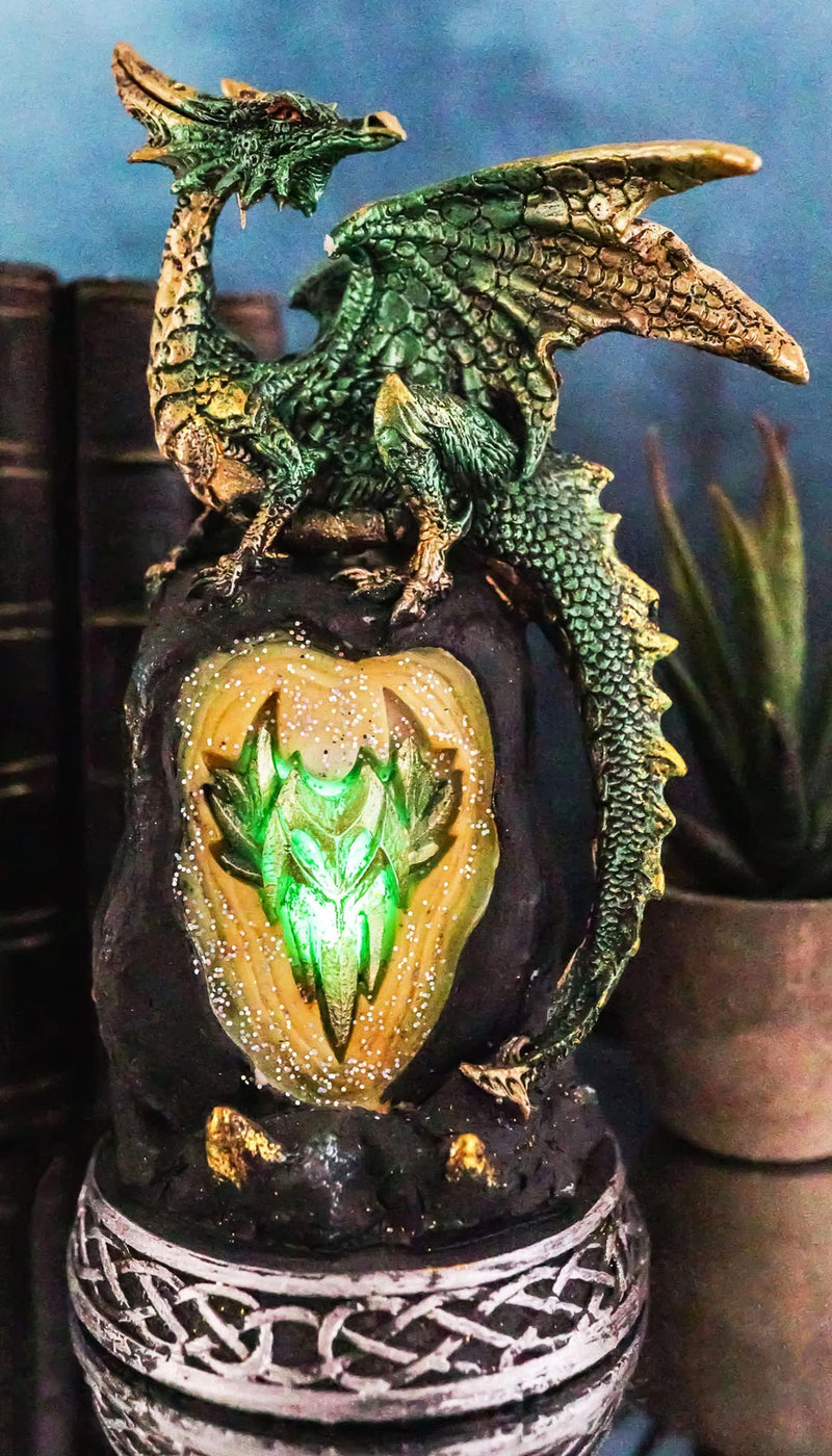 Green Dragon with LED Light On Crystal Mountain 7.5 Inches Tall Collection-1