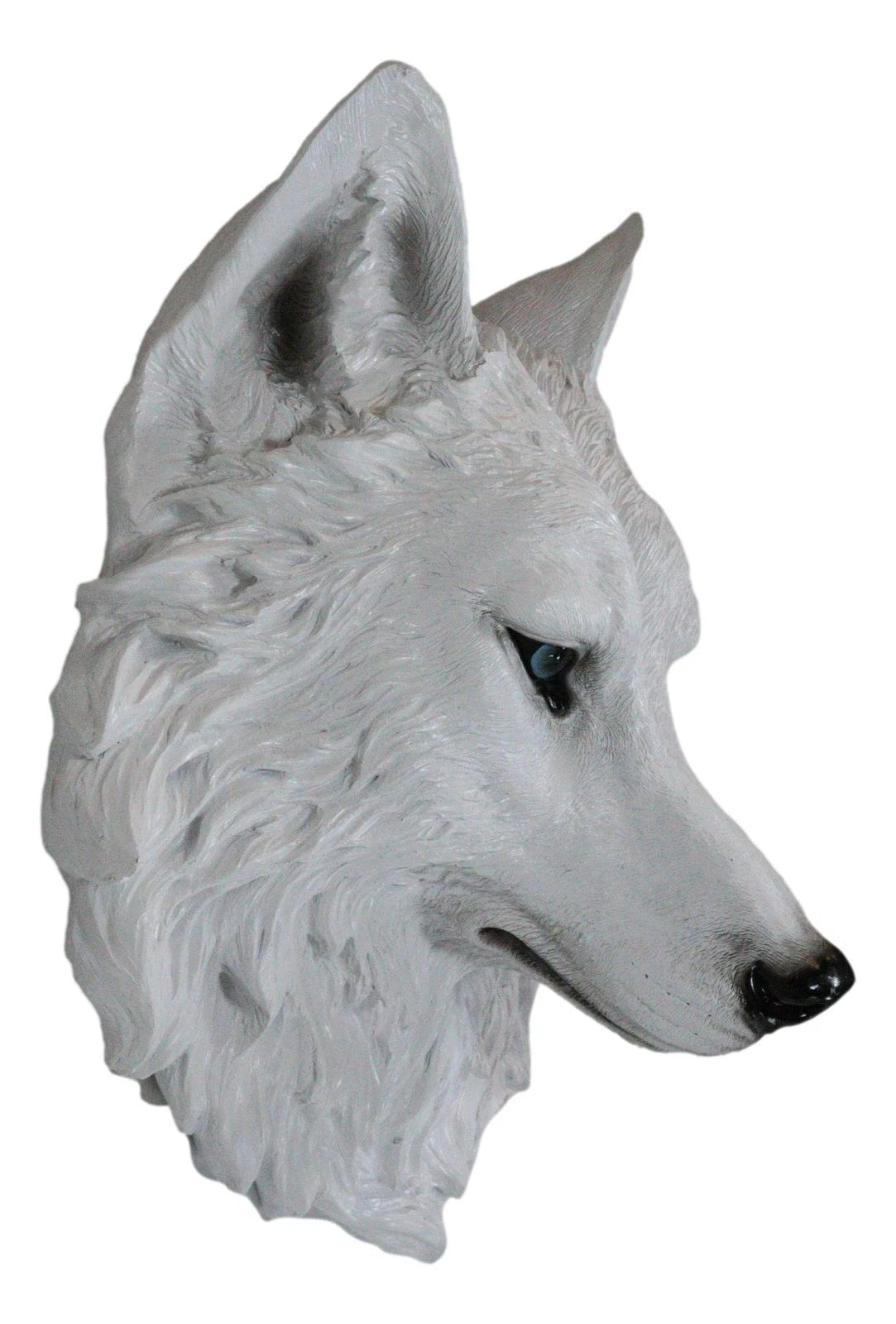 Large Ghost Albino Snow White Wolf Head Wall Decor Plaque 16"H Direwolf Figure-9