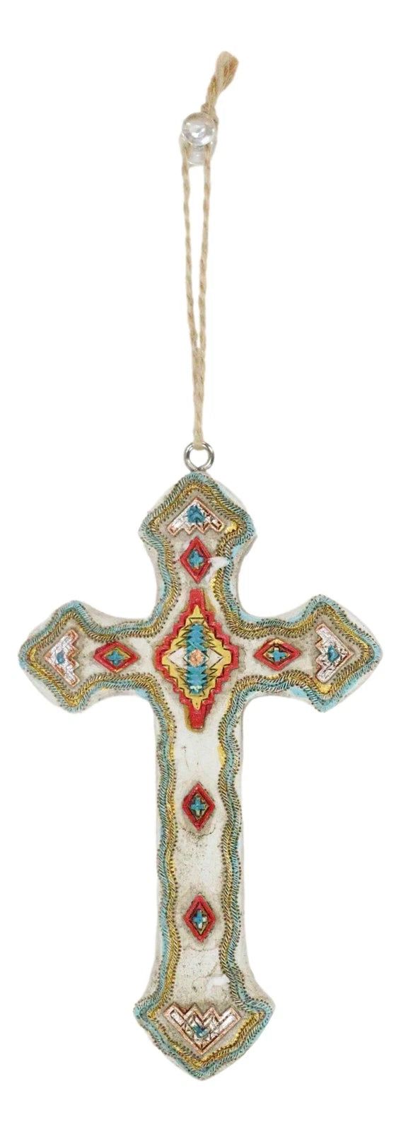 Rustic Western Native Indian Christian Crosses Set of 4 Christmas Tree Ornaments-5