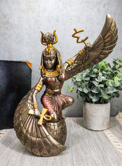Egyptian Goddess Figurine, Isis & Ra Holding Ankh Statue 9" Tall, Collectible Home Decor, Shelf Display, Desk Accent, Ancient Egypt Mythology, Egyptian Home Ornament Gift-8