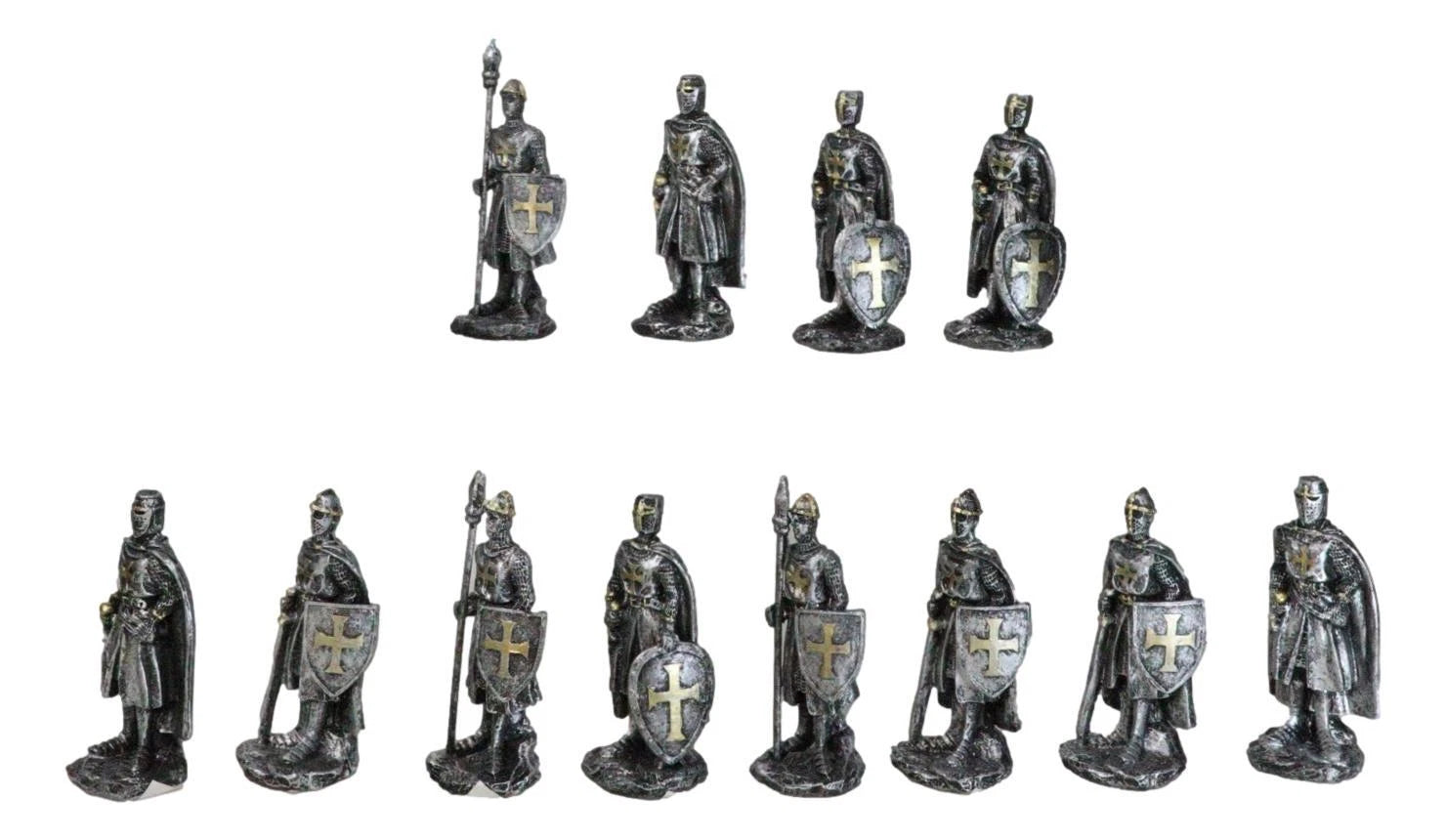 Medieval Castle Fortress Display Stand And 12 Mini Crusader Knights Figurine Set-4