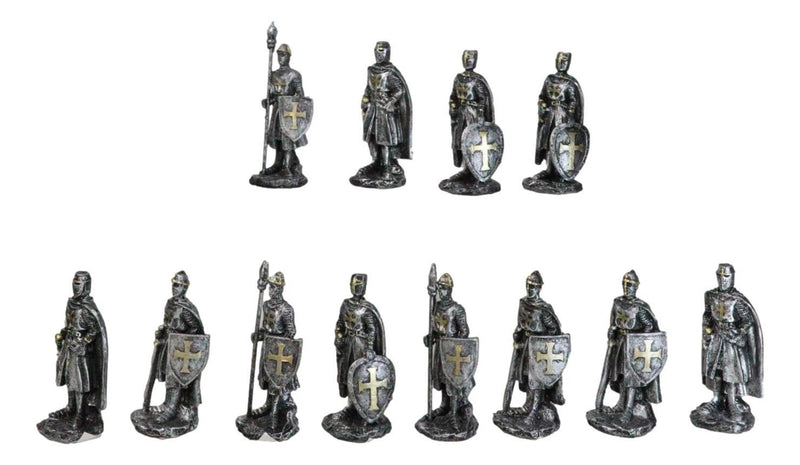Medieval Castle Fortress Display Stand And 12 Mini Crusader Knights Figurine Set-4