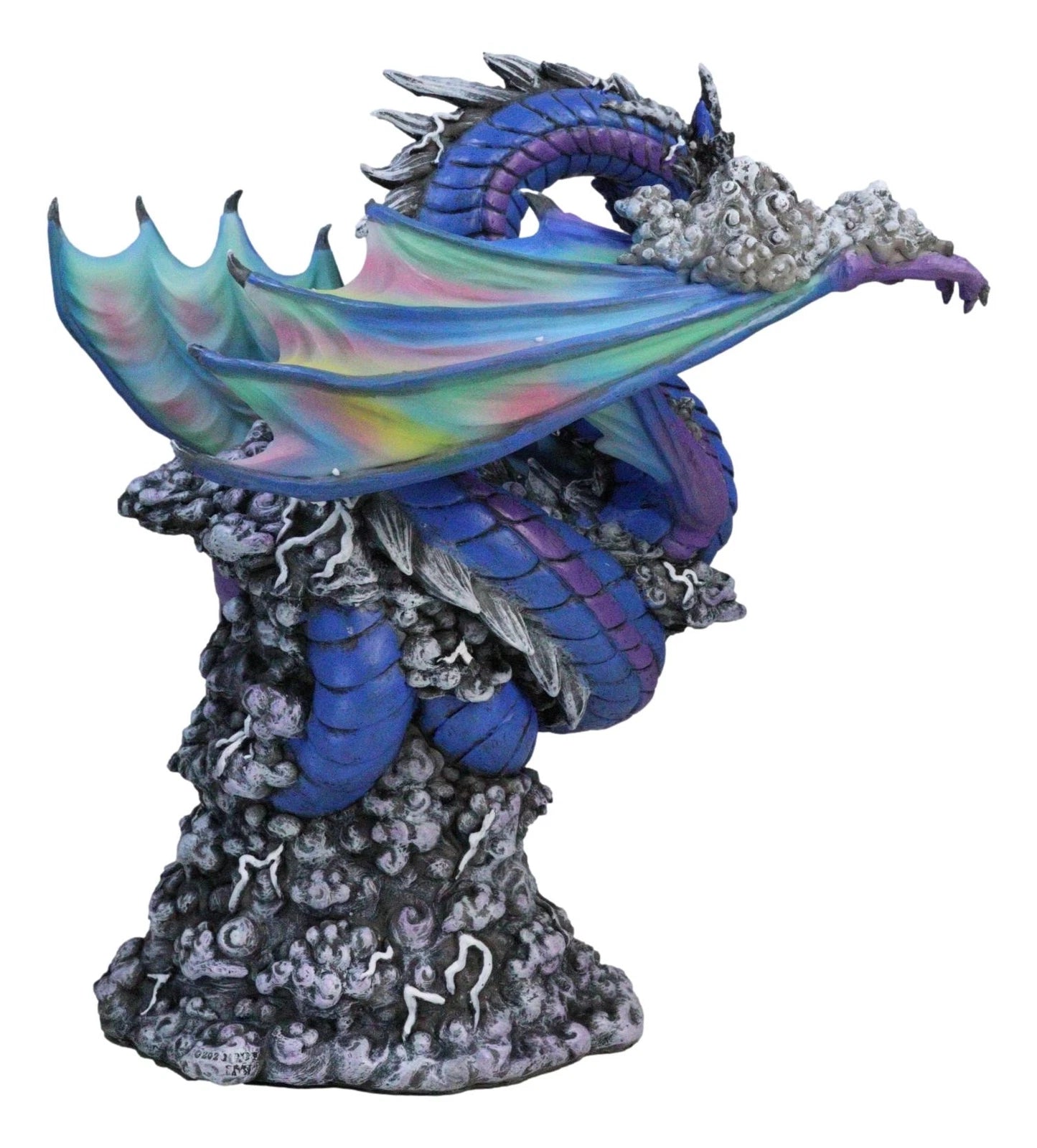 Ryvthys Air Elemental Blue Wind Rainbow Winged Dragon On Lightning Clouds Statue-7