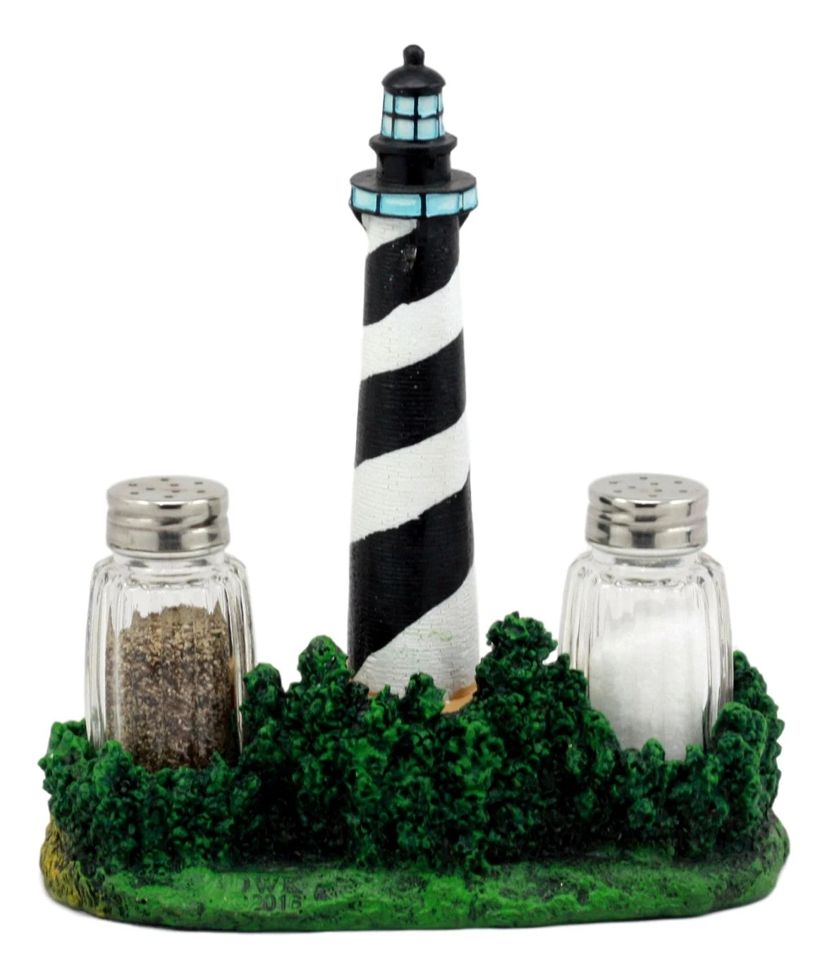 Scenic Cape Hatteras Lighthouse Salt And Pepper Shakers Holder 8"H-3