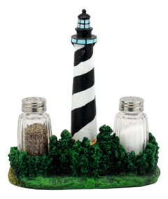 Scenic Cape Hatteras Lighthouse Salt And Pepper Shakers Holder 8"H-3