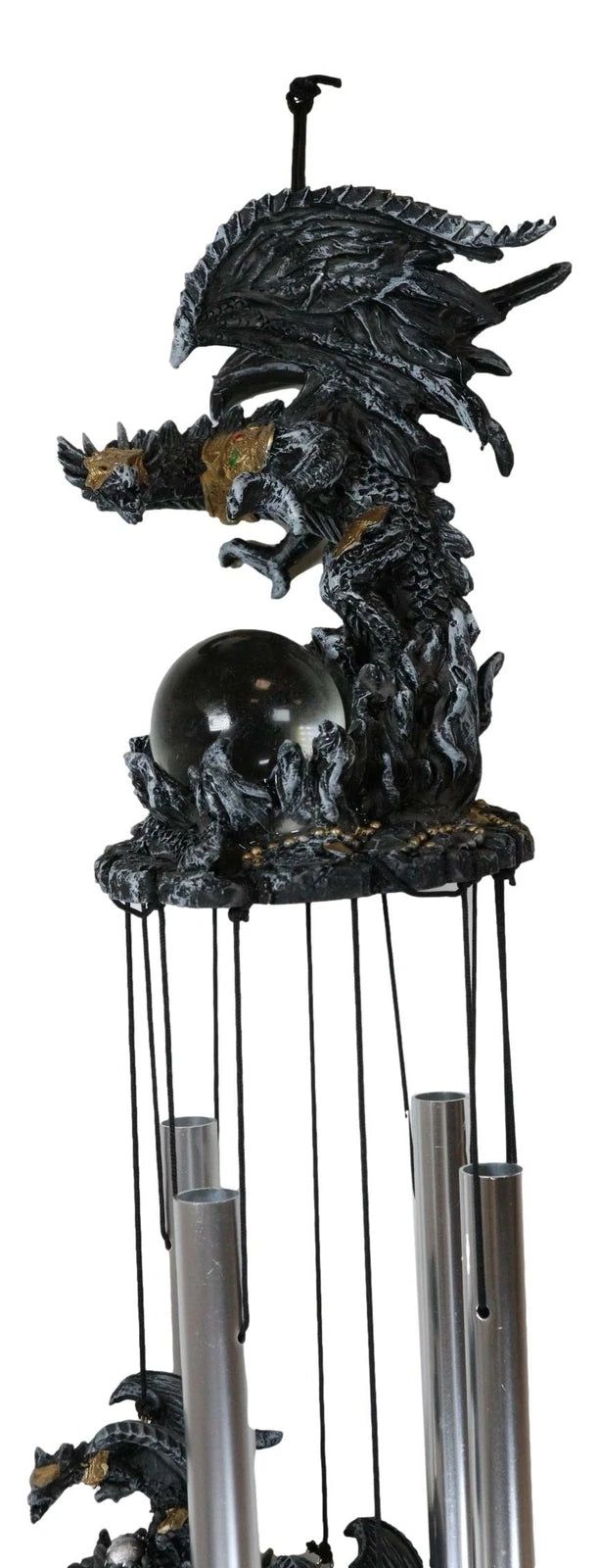 Armored Battle Dragon Crystal Sphere Resonant Relaxing Wind Chime Garden Patio-7