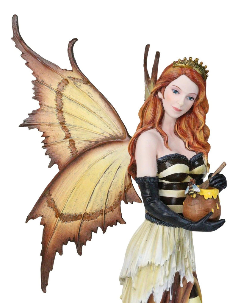 Estatua grande de 45 cm de altura de una reina de fantasía, abejorro, hada madre con tarro de miel-5