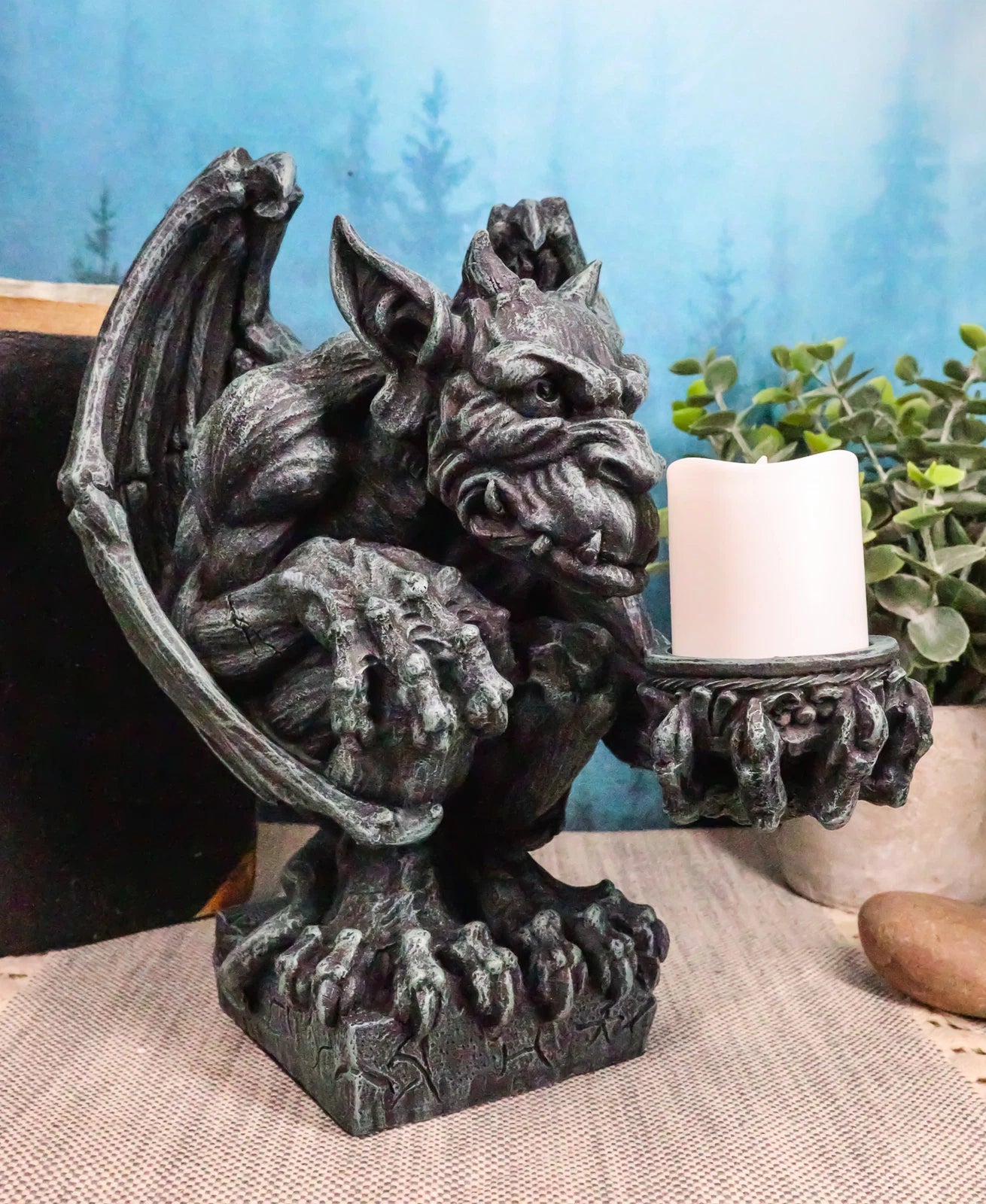 Squatting Gothic Gargoyle Candle Holder Guardian Servant Tea Light Castle Butler-2
