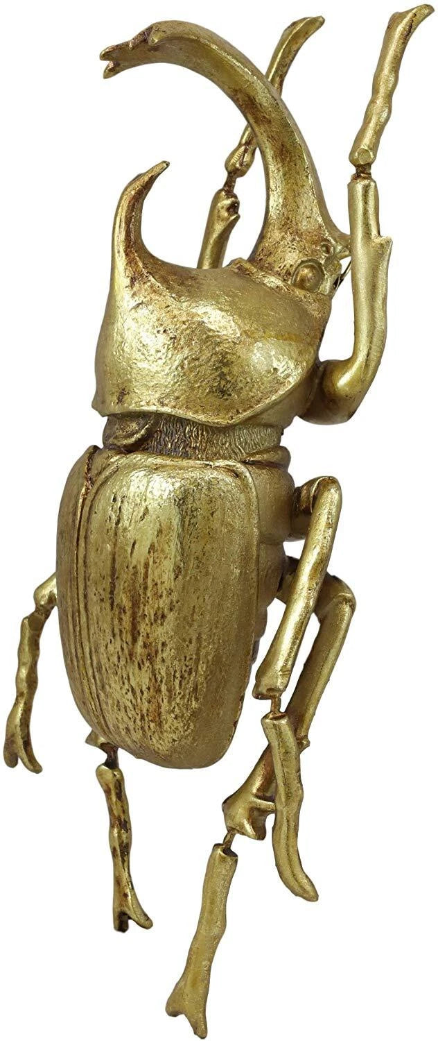 Large Gold Resin Rhinoceros Beetle Wall Sculpture Or Table Decor Figurine-4