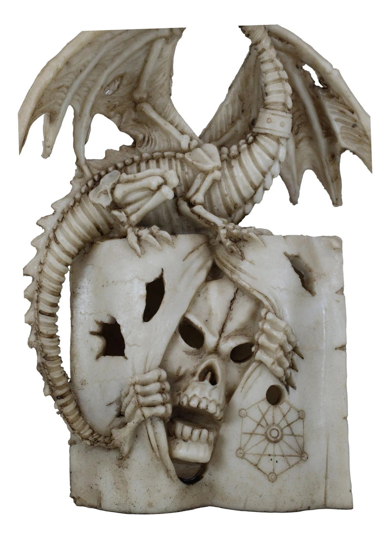Skeleton Bone Dragon On Spell Book Of The Dead Skull Mummy LED Light Figurine-7