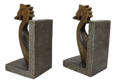 Nautical Marine Scandinavian Viking Fjord Dragon Longship Prow Ship Bookends Set-6
