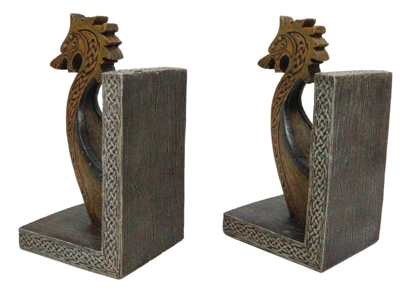 Nautical Marine Scandinavian Viking Fjord Dragon Longship Prow Ship Bookends Set-6
