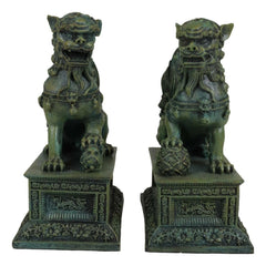 Sujetalibros con figuras de perros y leones Fu Foo, pareja de guardianes del Palacio Prohibido chino-6