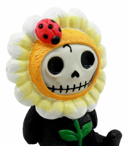 Eco Green Sunflower Daisy Furrybones Figurine 3" H Hooded Costume Skeleton-3