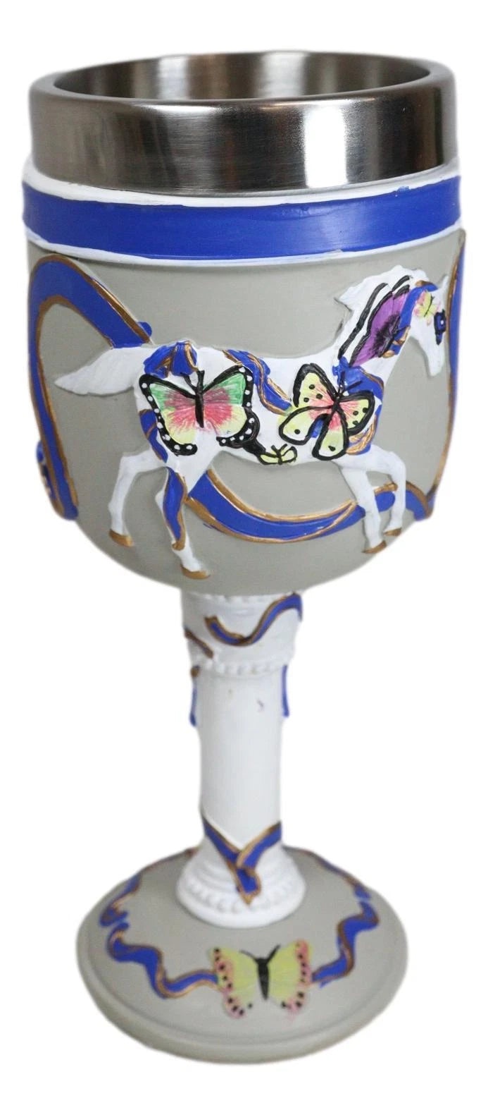 Sendero de ponis pintados Ángeles de la Tierra Pony con mariposas Copa de vino de caballo-3
