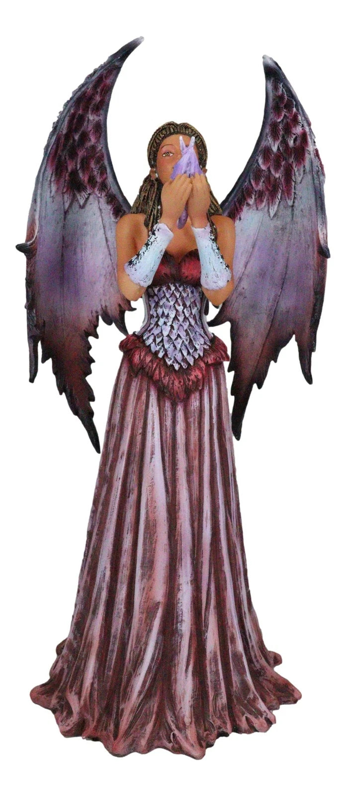 Amy Brown Adoration Mother Of Dragons Purple Fairy With Wyrmling Dragon Statue-5
