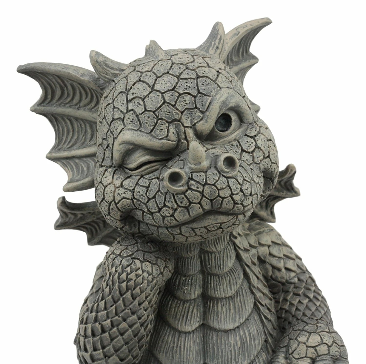 The Thinker Whimsical Garden Dragon Statue 10"H Cute Baby Dragon Winking Eye-3