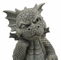 The Thinker Whimsical Garden Dragon Statue 10"H Cute Baby Dragon Winking Eye-3