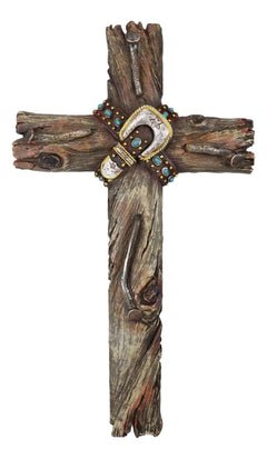 Set of 3 Rustic Western Turquoise Rocks Belt Buckle Conchos Wall Crosses Decor-6