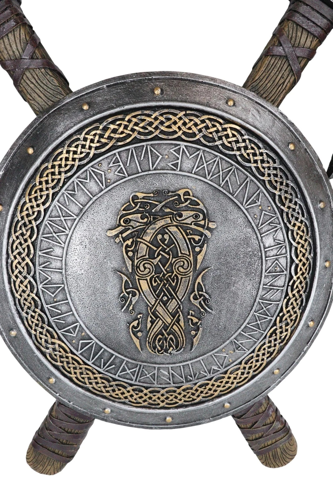Viking Warrior Coat of Arms Ragnar Serpent Shield With Crossed Axes Plaque-5
