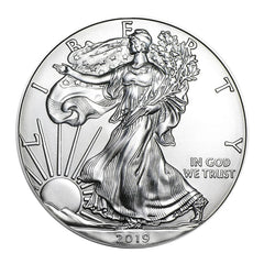 Moneda American Silver Eagle brillante sin circular de $1 de 2019 con soporte Airtite-1