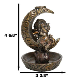 Quemador de incienso con reflujo de Ganesha, el dios hindú tocando la flauta en la luna creciente-7