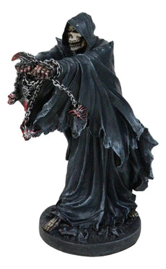 Black Angel of Death Grim Reaper With Chains Carved Knuckles Game Over Figurine-7
