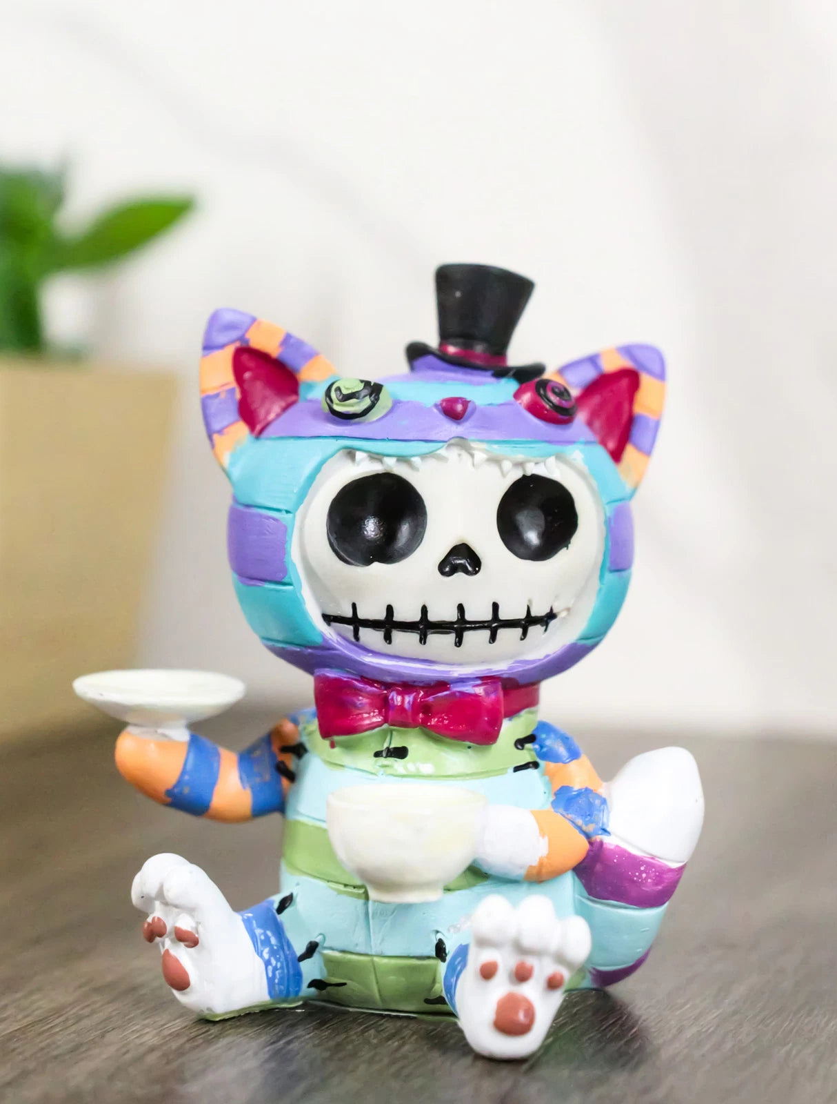 Furry Bones Whimsical Wonderland Cheshire Cat Alice Skeleton Figurine Furrybones-1