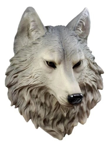 Large Gray Timber Wolf Head Wall Decor Plaque 16.5"Tall Taxidermy Art Decor-8