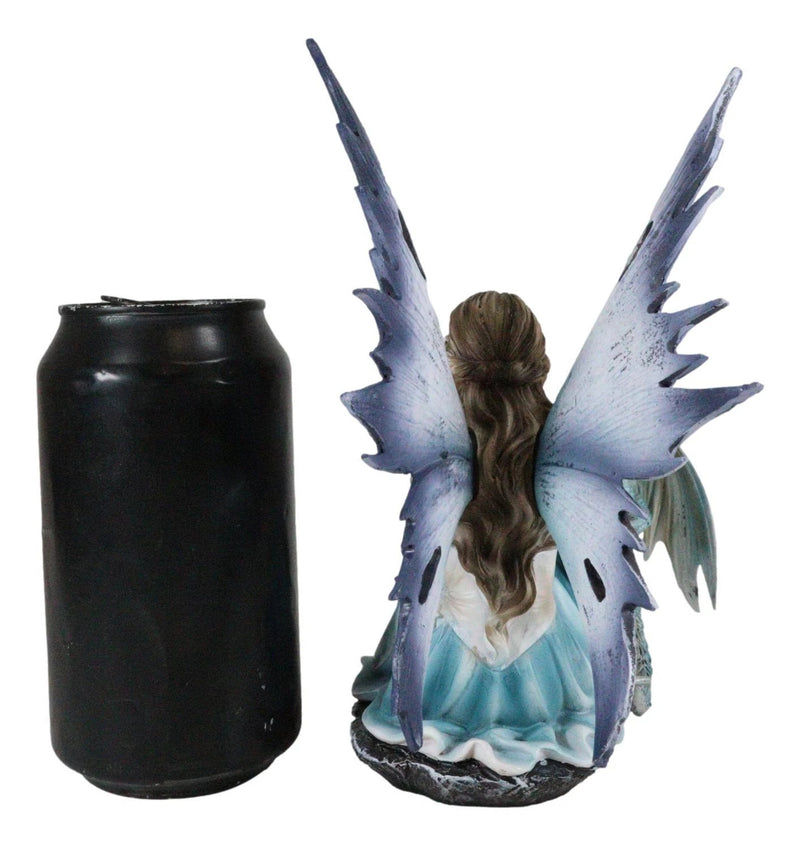 Winter Fairy With Bossy Baby Dragon Statue 7.25"Tall Mythical Fae Magic-4