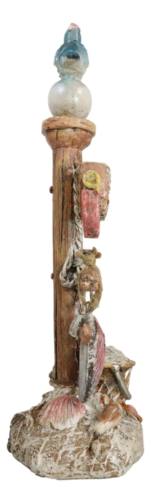 Beach Coastal Pelican Bird On Getty Post Seashells Boat Nautical Sign Figurine-8