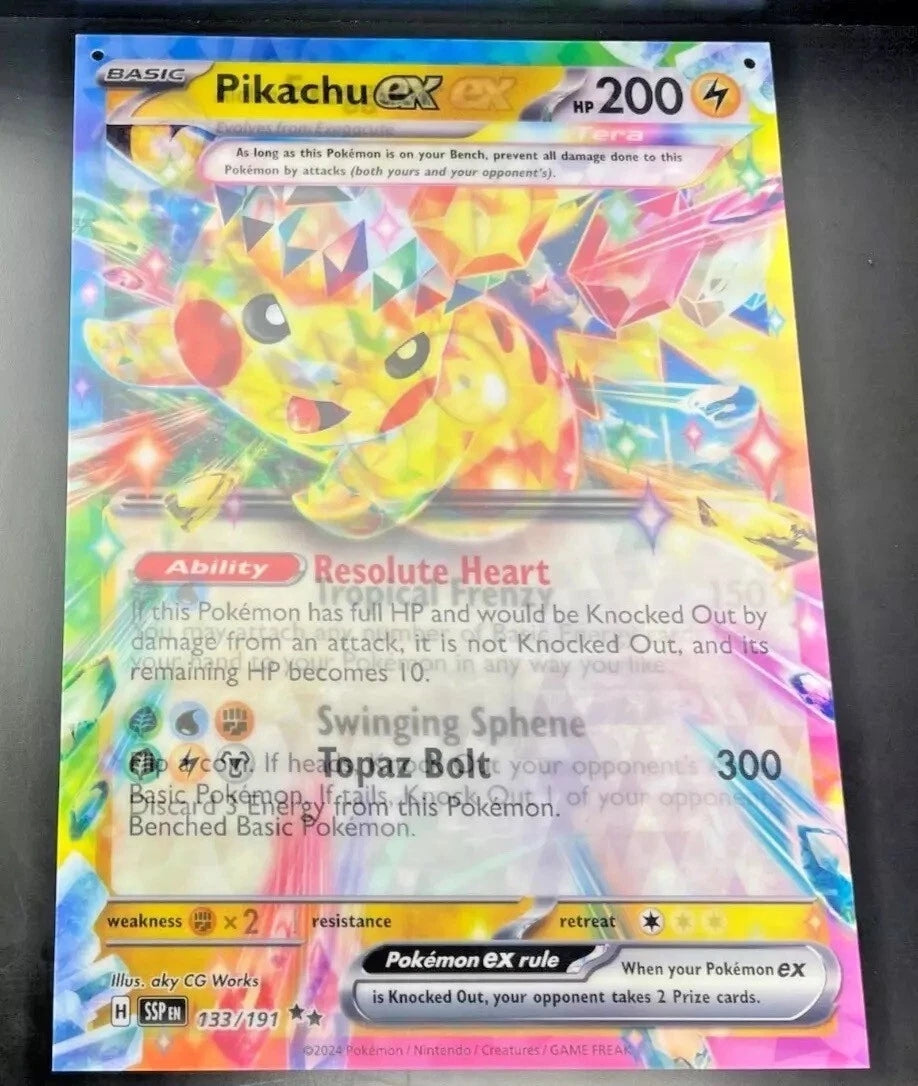 POKEMON SURGING SPARKS PIKACHU EX LENTICULAR 3D 17X24 JUMBO SIGN