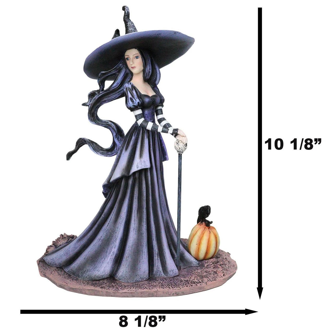 Amy Brown Halloween Pumpkin Gothic Ravenspell Crow Witch With Cane Figurine-4