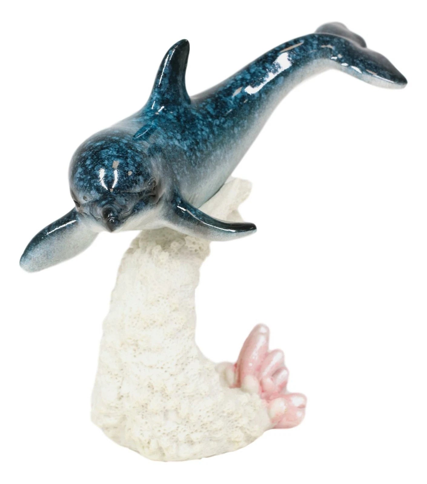 Ocean Marine Sea Life Bottlenose Dolphin Swimming Over Coral Reef Figurine-5