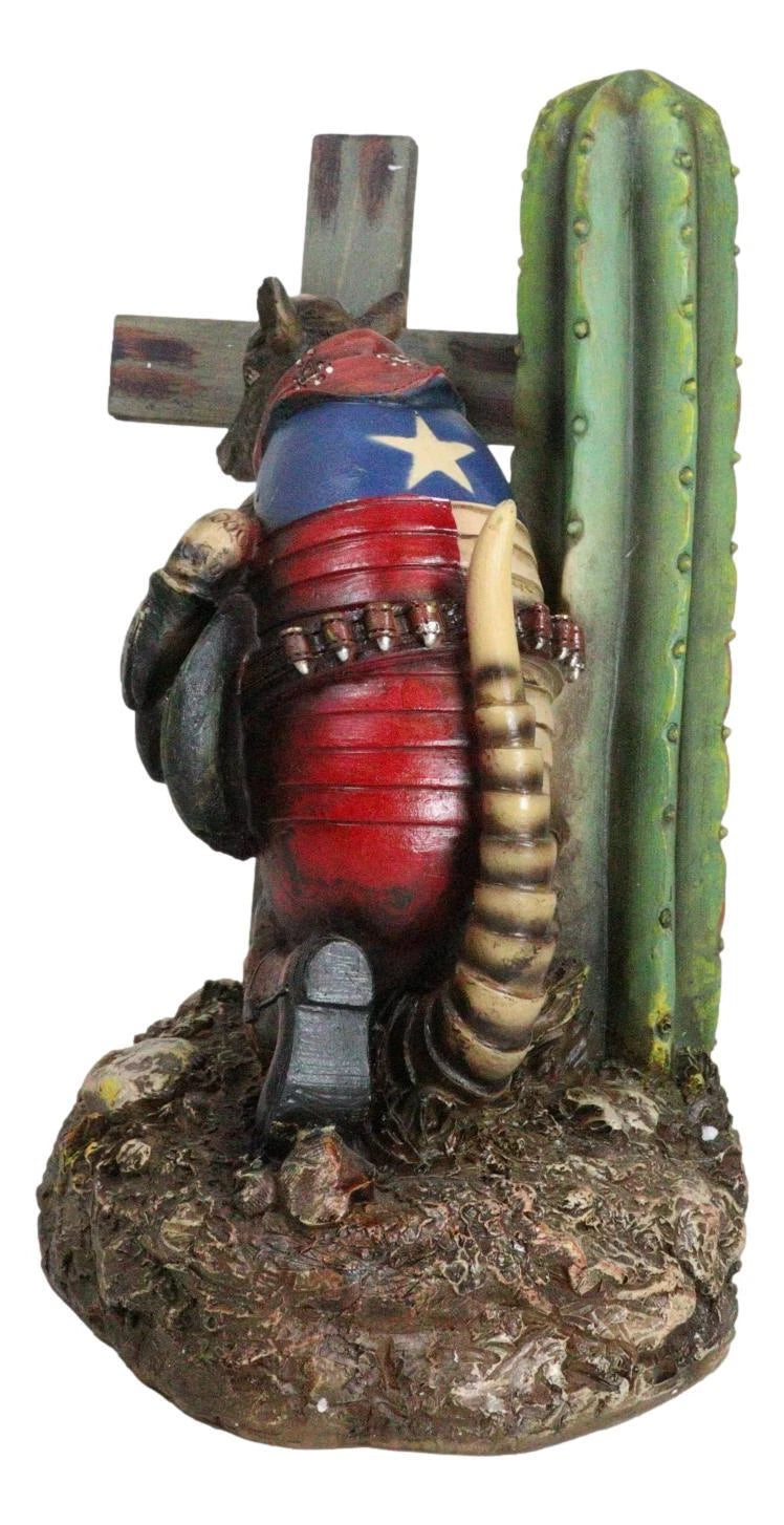 Rustic Western Armadillo Cowboy by Saguaro Cactus Praying By The Cross Figurine-5