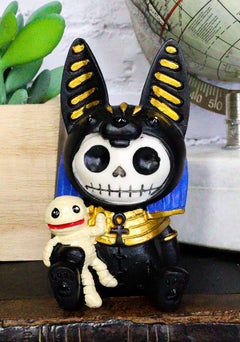 Egyptian Furrybones Anubis Figurine Small 3.5" Furry Bones Skeleton Decor Statue-1