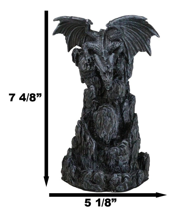 Dark Rocky Mountain Chernos Dragon Backflow Incense Tower Burner Statue-8