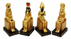 Egyptian Gods Horus Osiris Sekhmet And Isis Seated On Thrones Figurine Set of 4-2