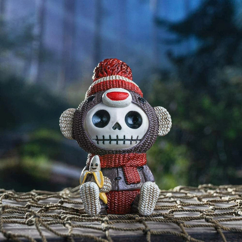 Furrybones Sock Munky Figurine in Stuffed Sock Monkey Costume 3 Inch Tall-1