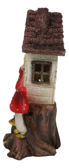 Fairy Garden LED Light Up Cottage Tree House With Toadstool Mushrooms Figurine-7