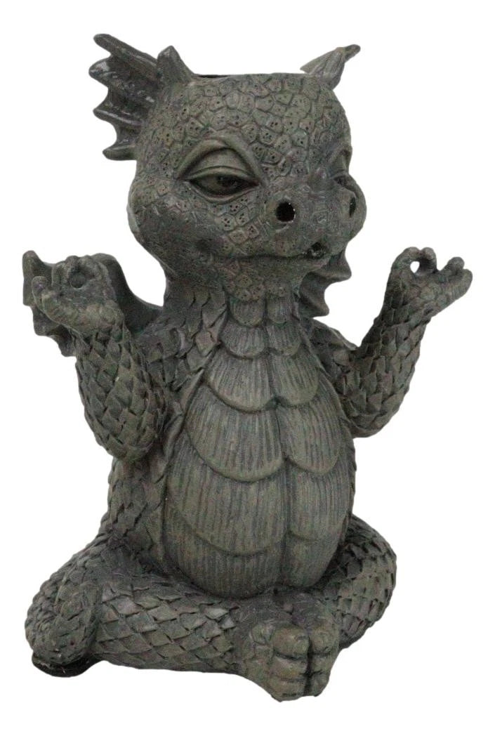 Zen Whimsical Garden Dragon Yoga Sitting In Meditation Backflow Incense Burner-4