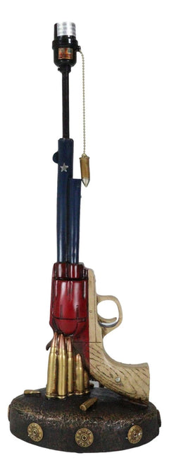 Western Star Texas Flag Six Shooter Pistol Gun With Bullets Desktop Table Lamp-5