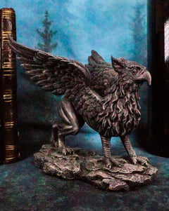 Gothic Stoic Royal Winged Griffin Gargoyle Statue 5.5" Long Gryphon Figurine-1