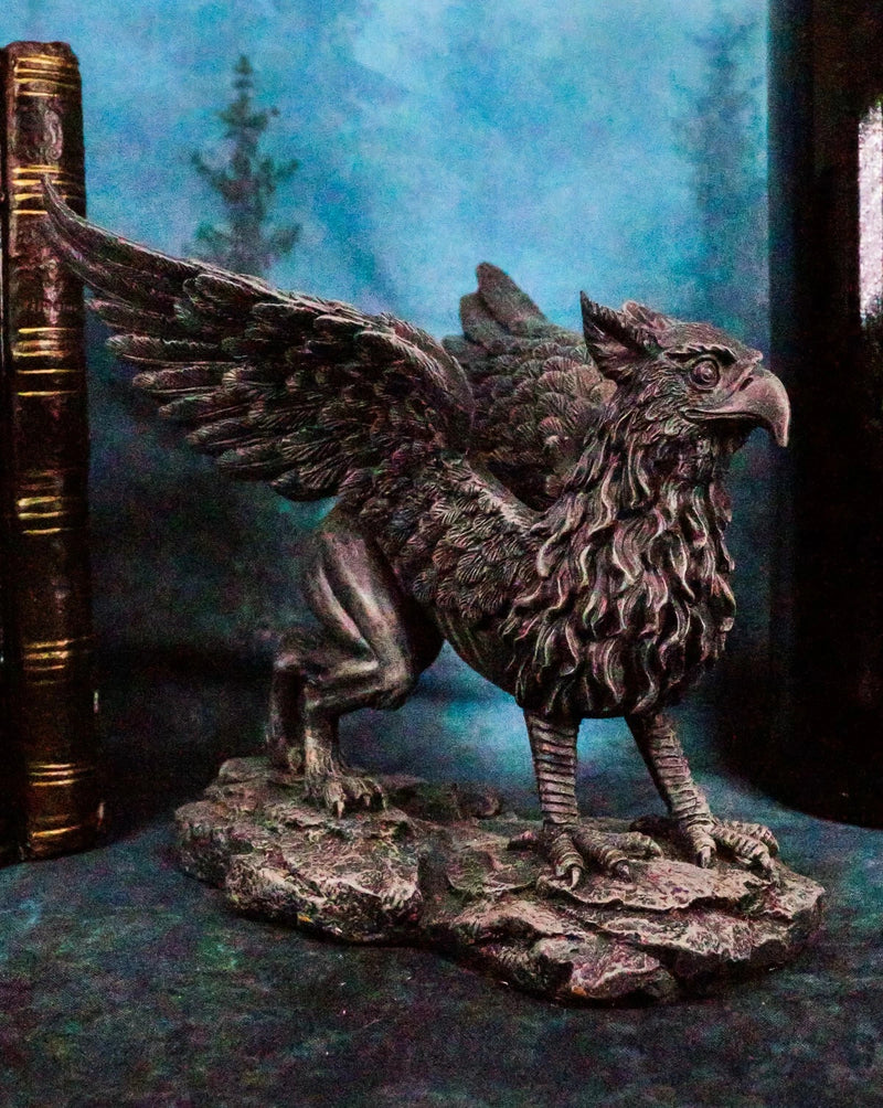 Gothic Stoic Royal Winged Griffin Gargoyle Statue 5.5" Long Gryphon Figurine-1
