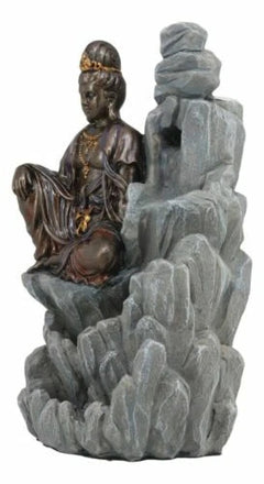 Bodhisattva Kuan Yin Buddha Backflow Incense Burner Statue 7.5"H-7