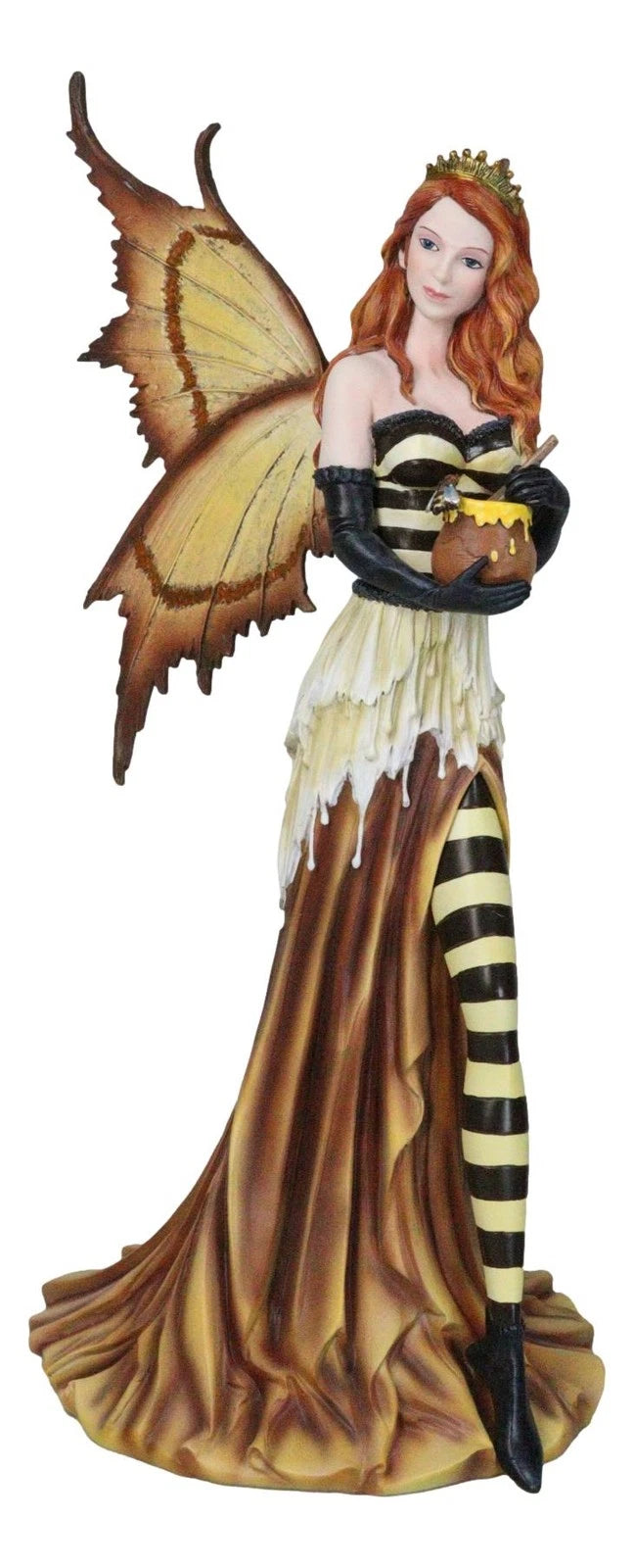 Estatua grande de 45 cm de altura de una reina de fantasía, abejorro, hada madre con tarro de miel-4