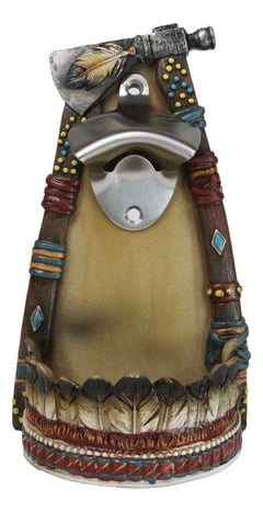 Southwestern Feathers With Turquoise Hand Axe Tribal Indian Wall Bottle Opener-2